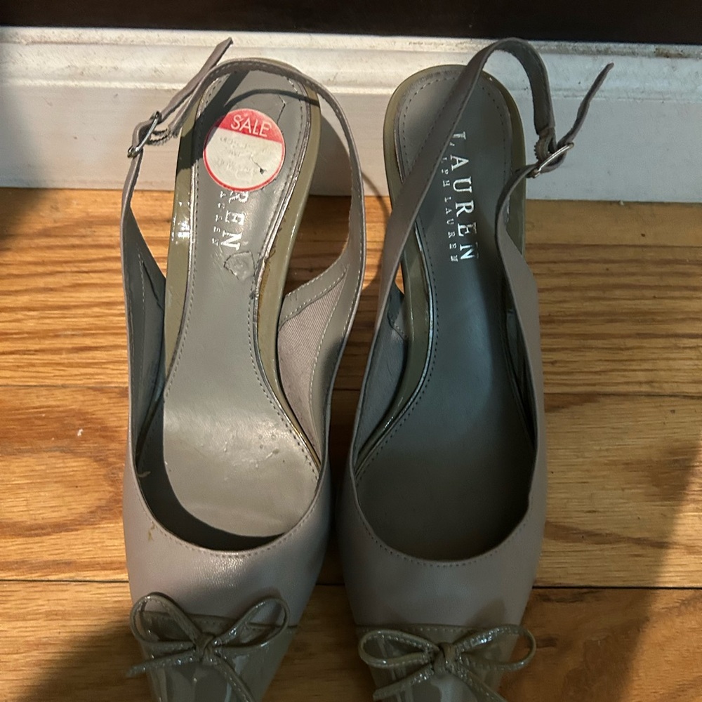 Lauren Ralph Lauren Gray Slingback Heels